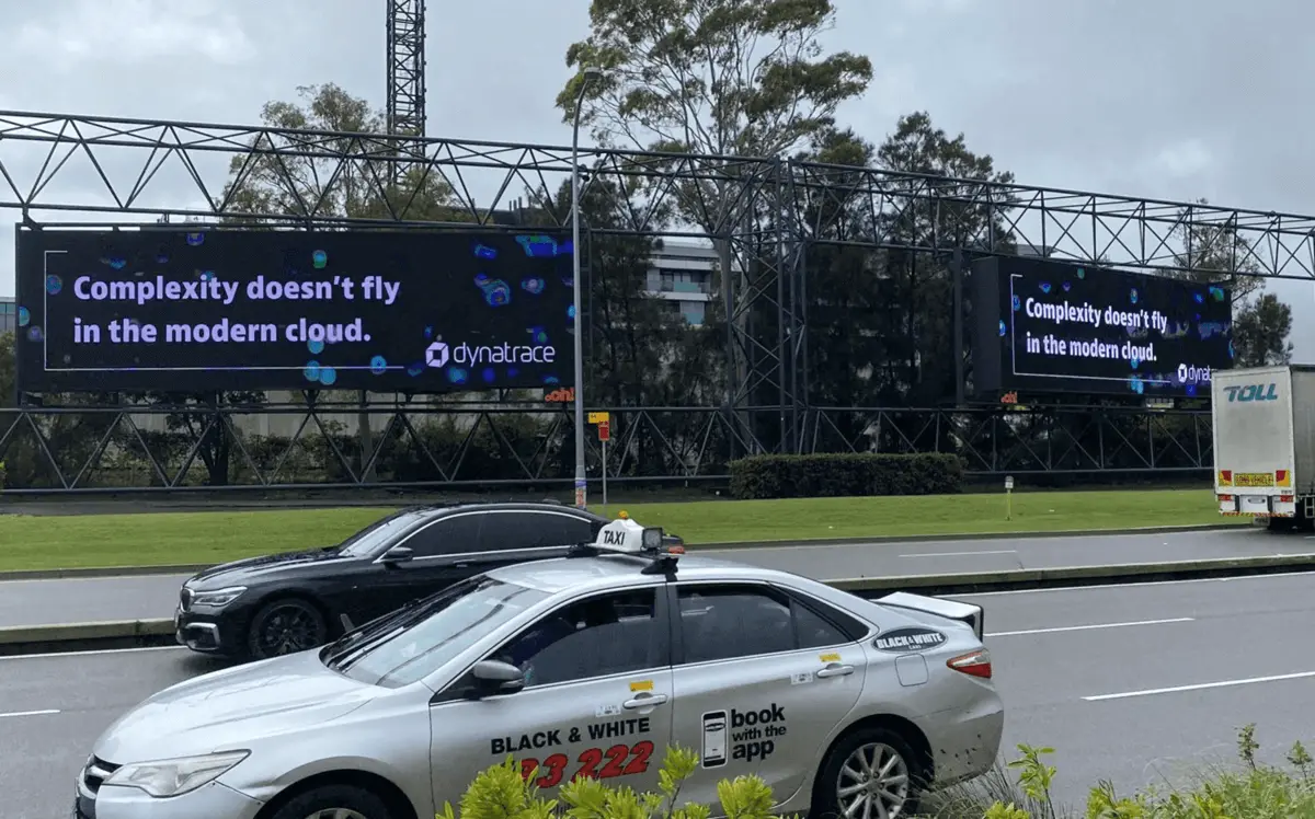 Example of outdoor digital billboards in an airport terminal