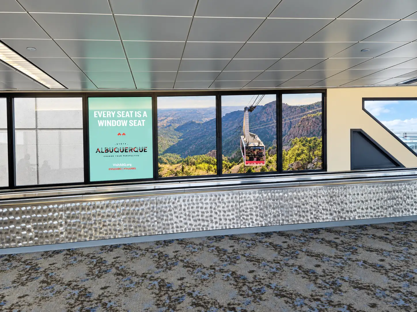 Example of window wraps in an airport terminal